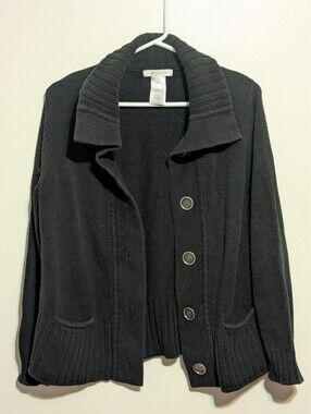JM Collection Navy Button Cardigan Sweater - M